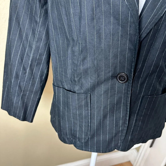 MOSSIMO Pinstripe Cropped Sleeve Blazer Size Large - Picture 3 of 13